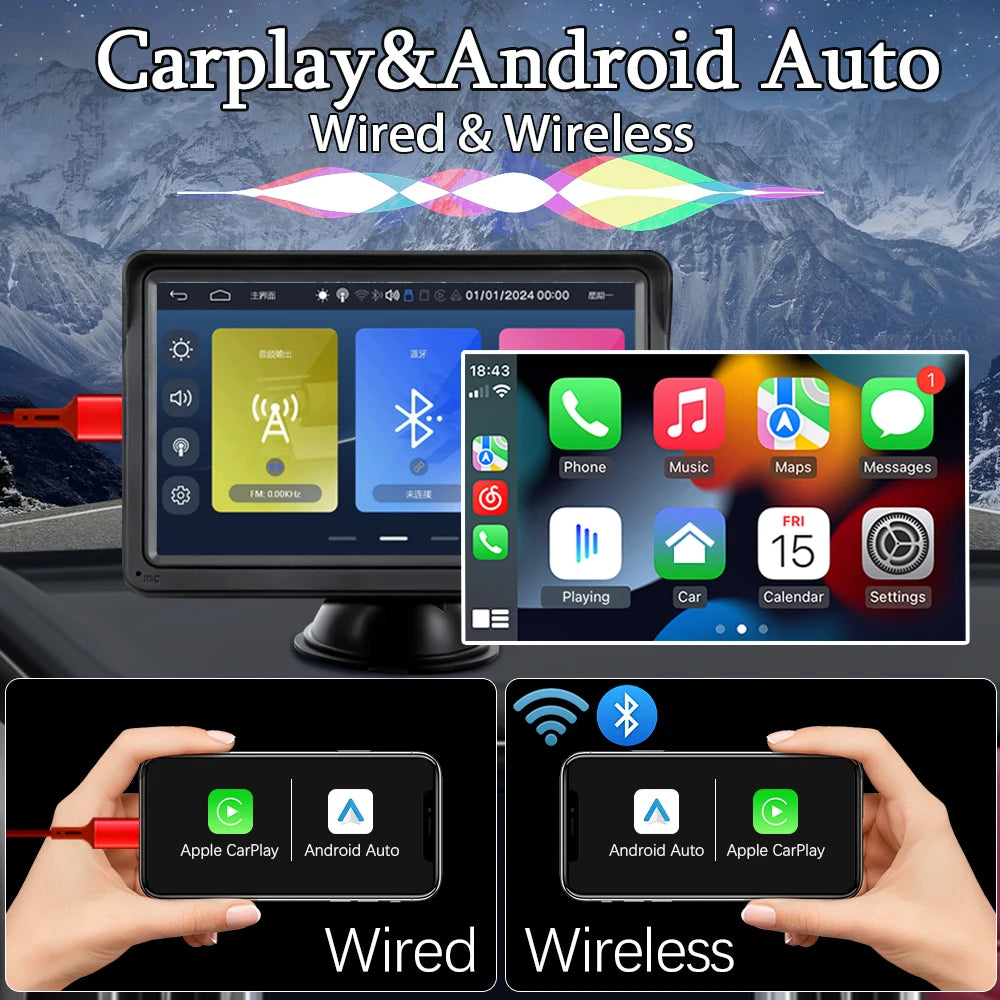 RoadView – 7-Inch Wireless CarPlay & Android Auto Player