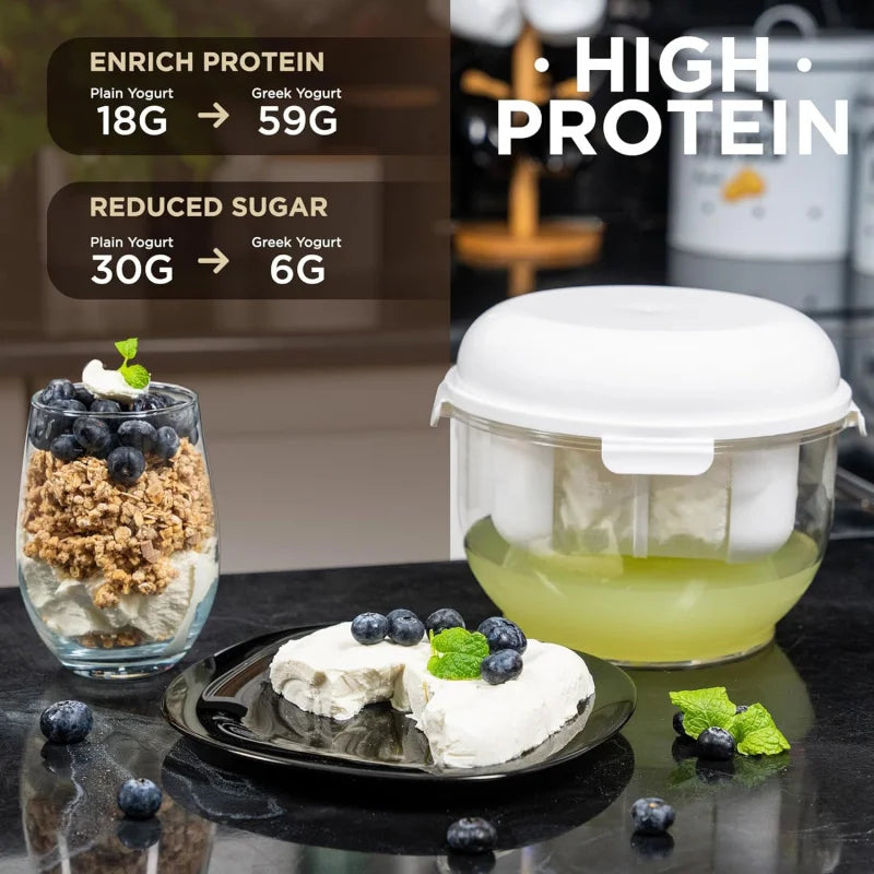Yogressa – Yogurt Maker with Fine Mesh Strainer & Pressure Plate