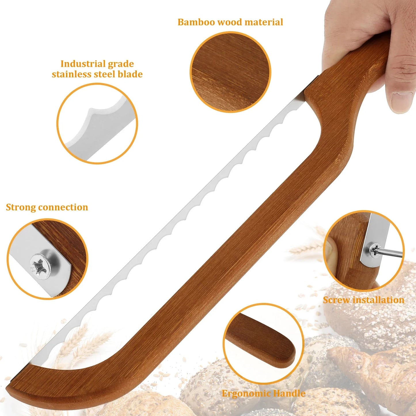 BakeSlice – Wooden Handle Serrated Bread Knife