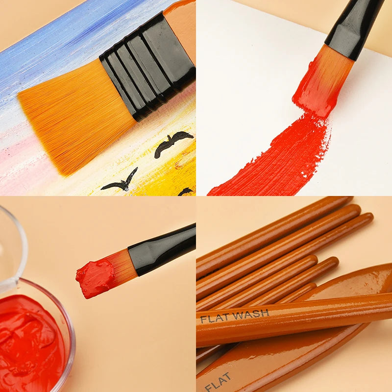 StrokeNest – 10pcs Wooden Handle Paint Brush Set