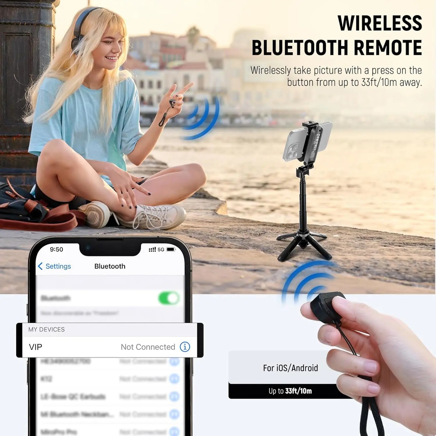 SnapFlex – Selfie Stick & Travel Tripod with Bluetooth Remote