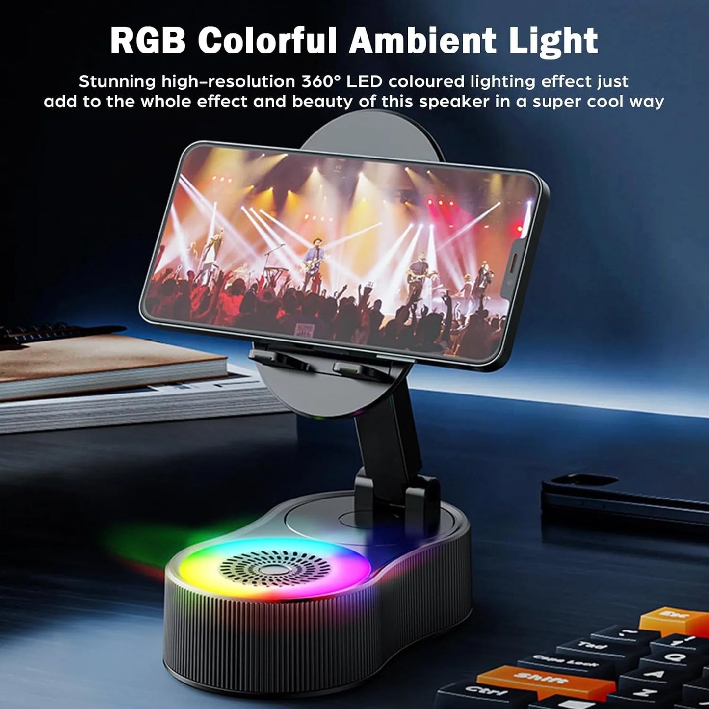 AuraAmp – Smart RGB Bluetooth Speaker and Phone Stand