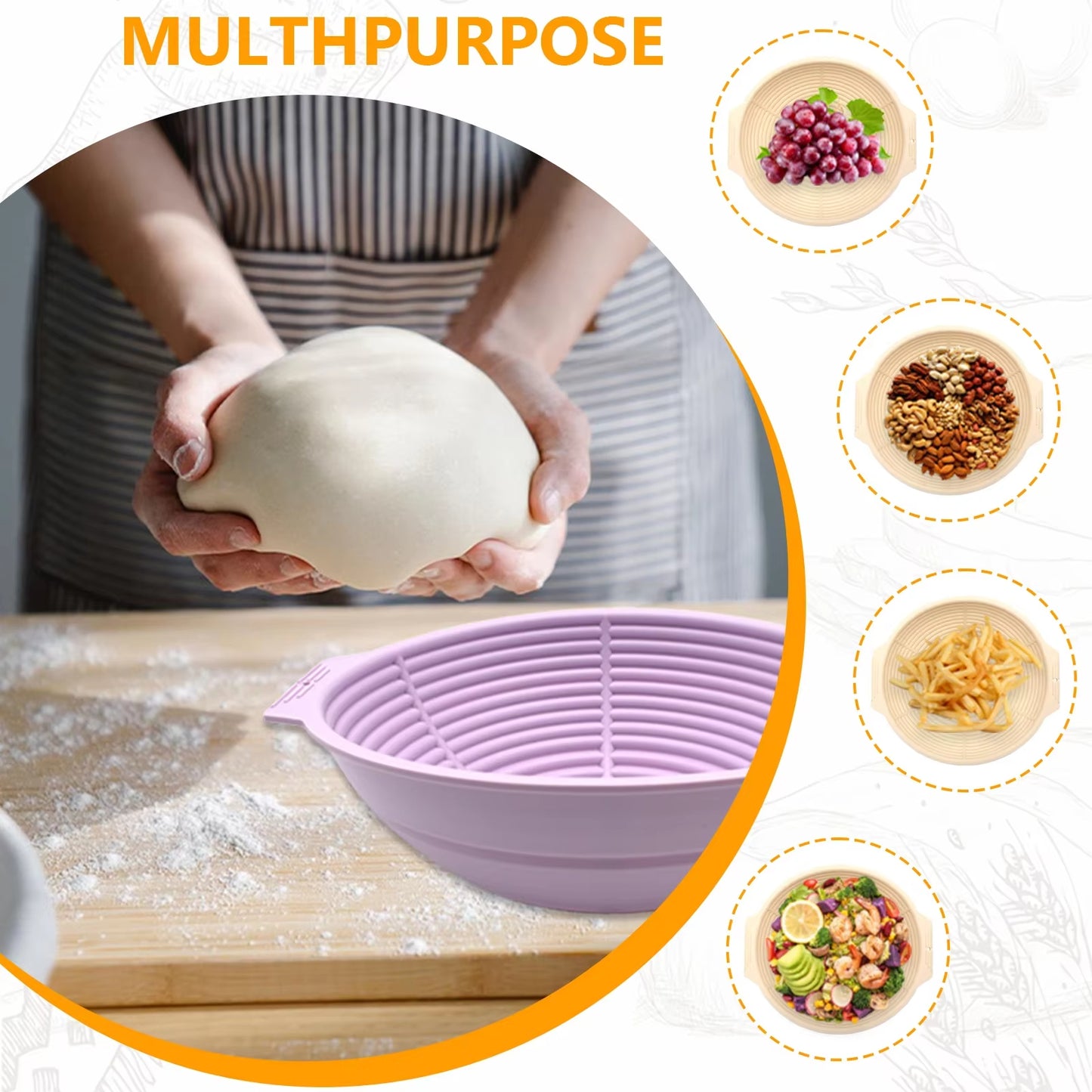 DoughPro – Collapsible Silicone Bread Proofing Basket