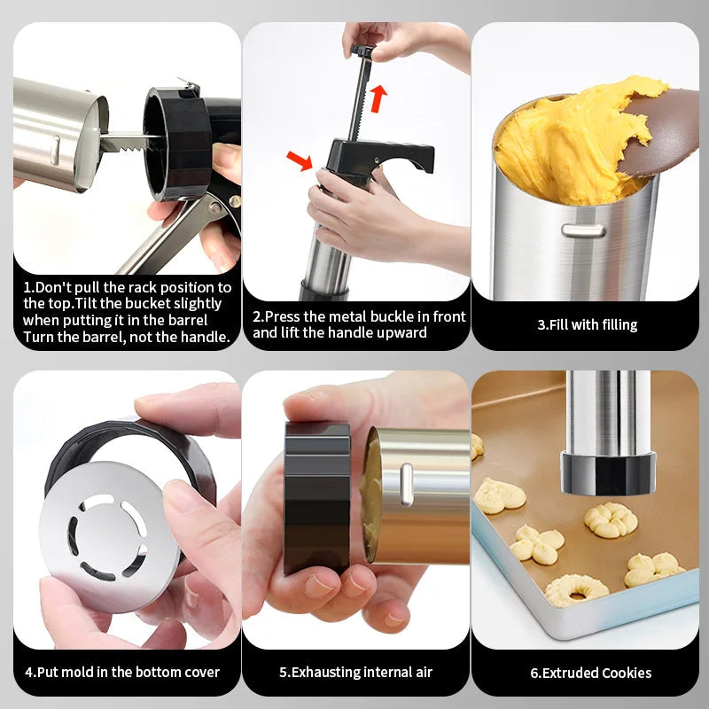 CookiePress – Stainless Steel Cookie & Cream Gun