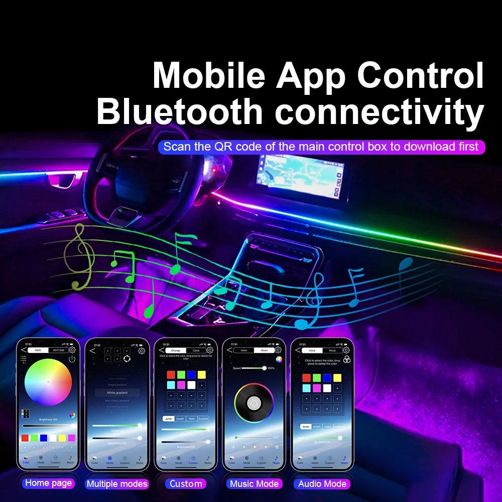 GlowStream – Car Ambient Light Strips with App Control