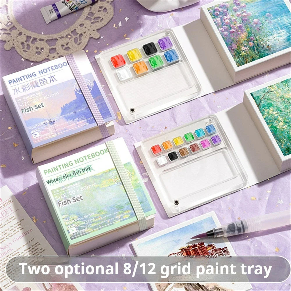 AquaNote – Portable Mini Watercolor Sketchbook with Paint Tray