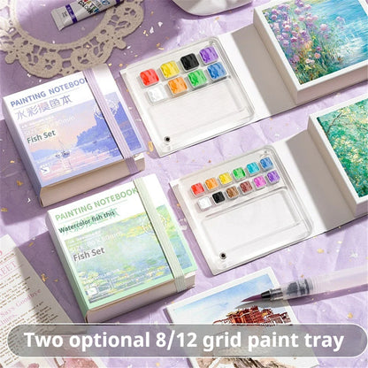 AquaNote – Portable Mini Watercolor Sketchbook with Paint Tray