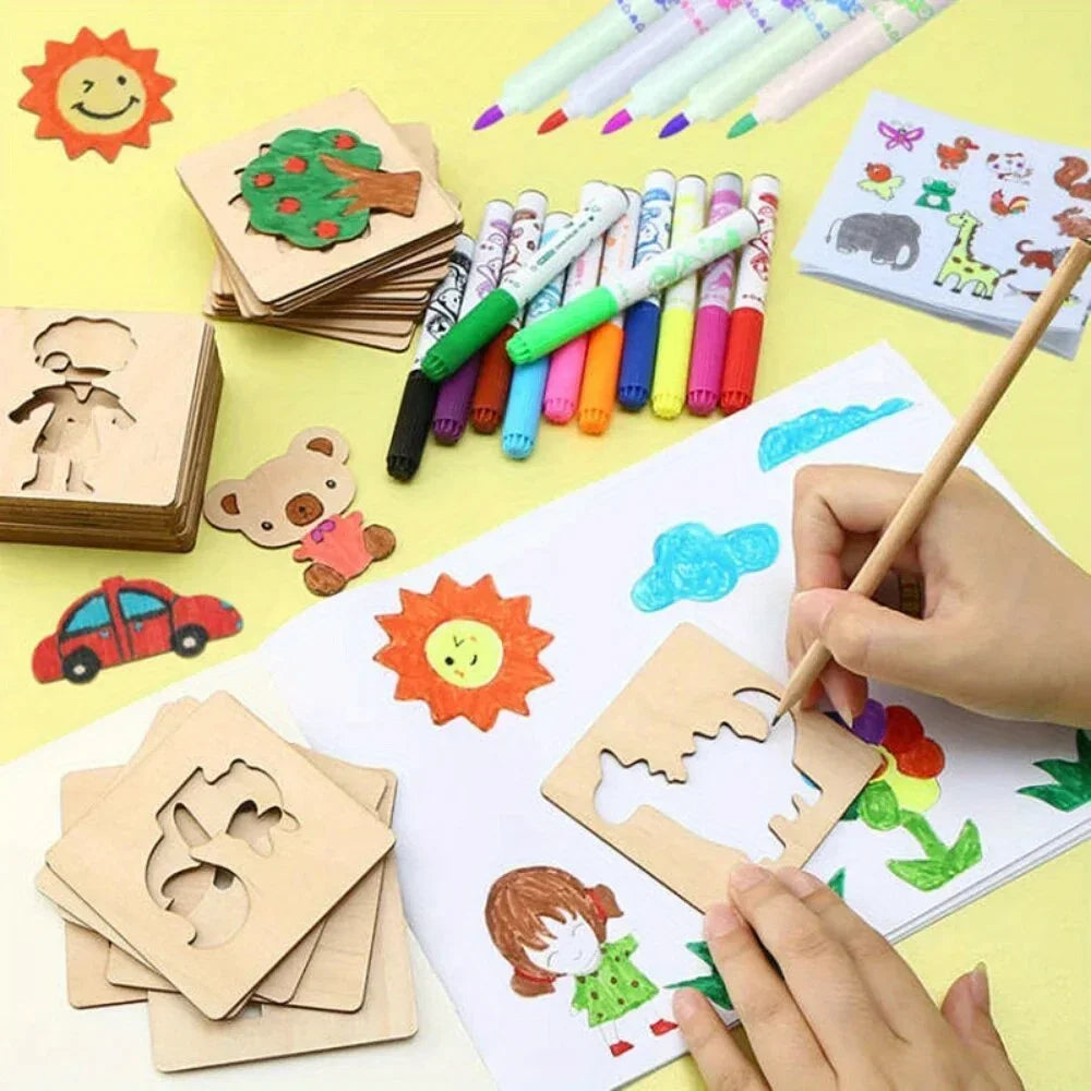 LearnoCraft – 20-Piece Montessori Drawing & Painting Stencil Set