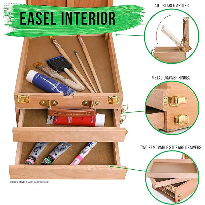 CanvasMaster – Extra Large 2-Drawer Adjustable Wooden Sketchbox Easel