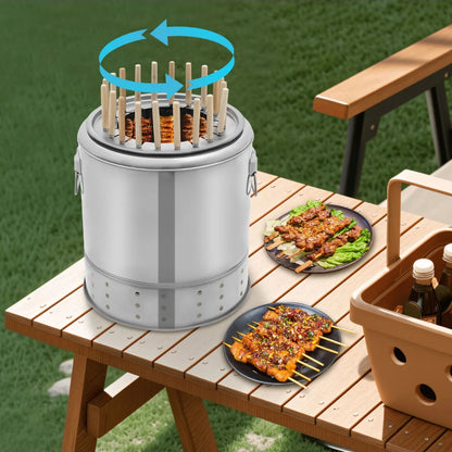SmokeFree – Barrel Charcoal Grill with Skewers