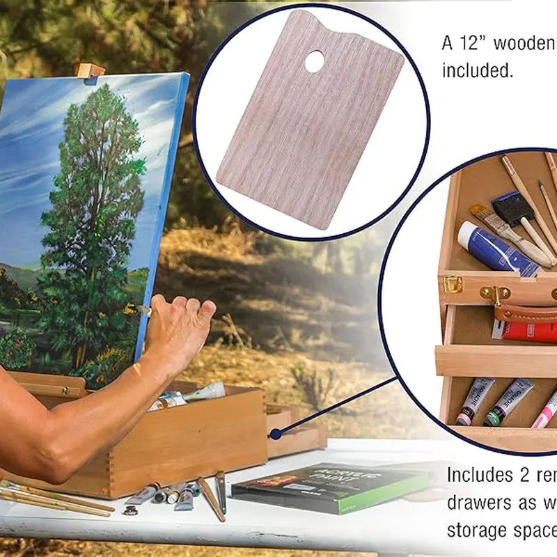 CanvasMaster – Extra Large 2-Drawer Adjustable Wooden Sketchbox Easel