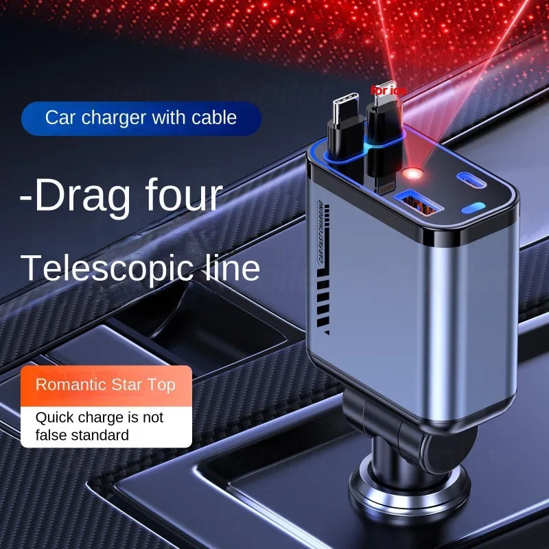 StarCharge – 4in1 Retractable Car USB Charger