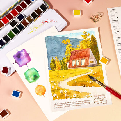 Aquarev – 24-Color Solid Watercolor Travel Set