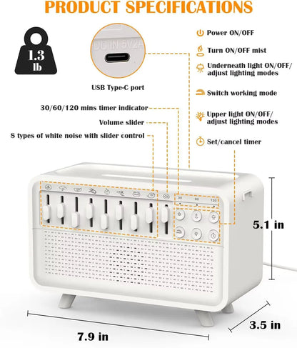 CalmGlow – LED Sleep Sound Machine & Humidifier