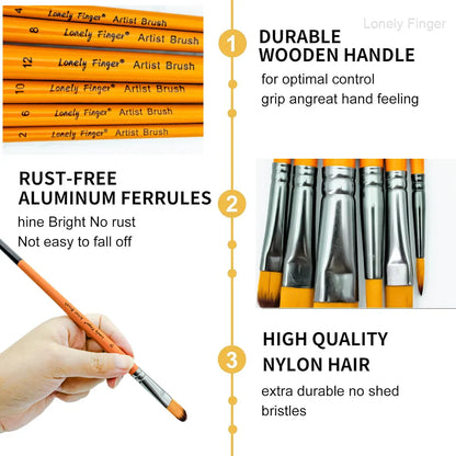 Chromix – 6pcs Orange Nylon Paint Brush Set