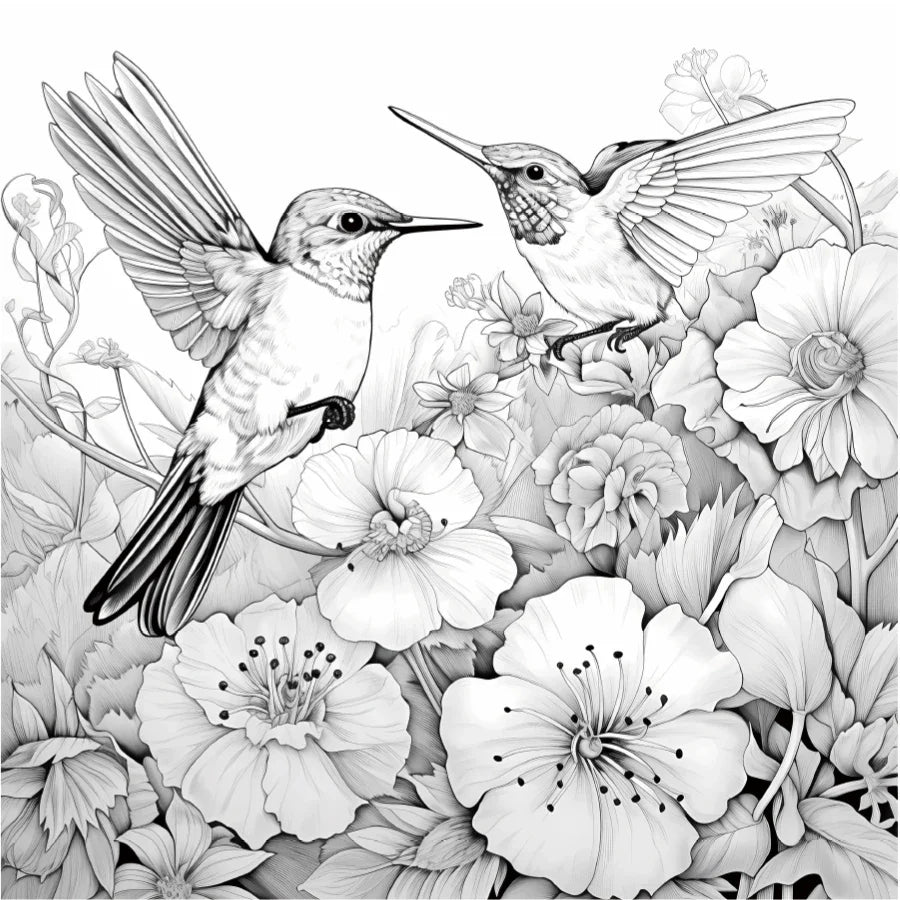 BloomNest – 20-Page Adult Flower & Bird Coloring Book