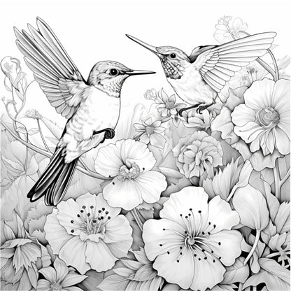 BloomNest – 20-Page Adult Flower & Bird Coloring Book