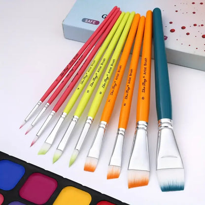 Auralin – 10 Piece Multicolor Watercolor Paint Brush Pen Set
