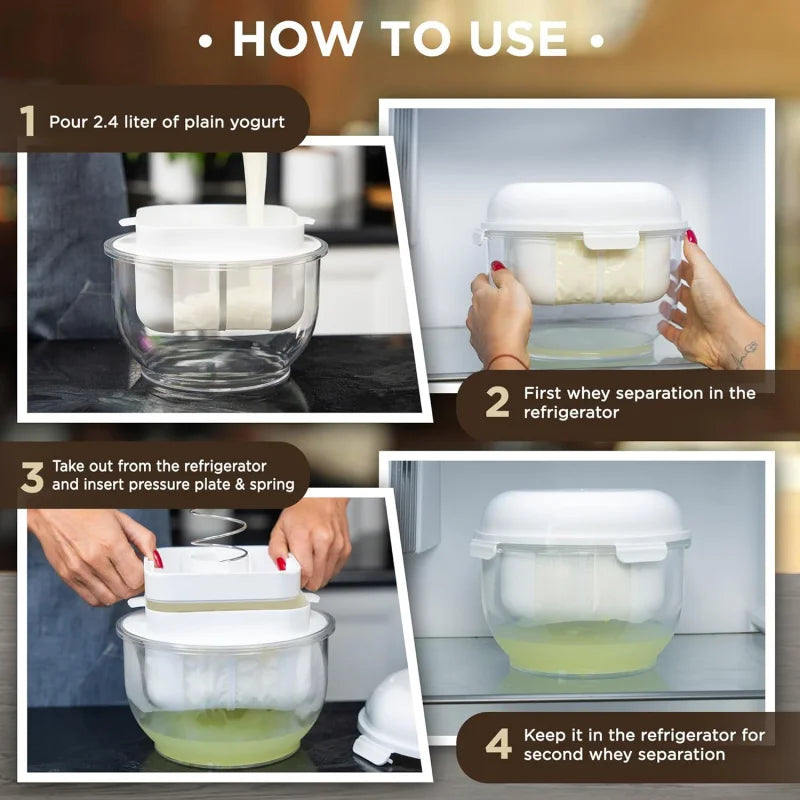 Yogressa – Yogurt Maker with Fine Mesh Strainer & Pressure Plate