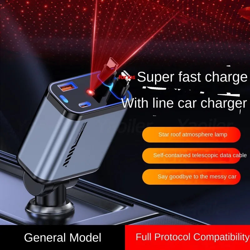 StarCharge – 4in1 Retractable Car USB Charger