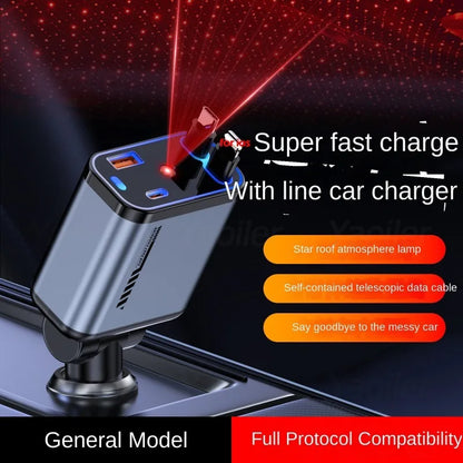 StarCharge – 4in1 Retractable Car USB Charger