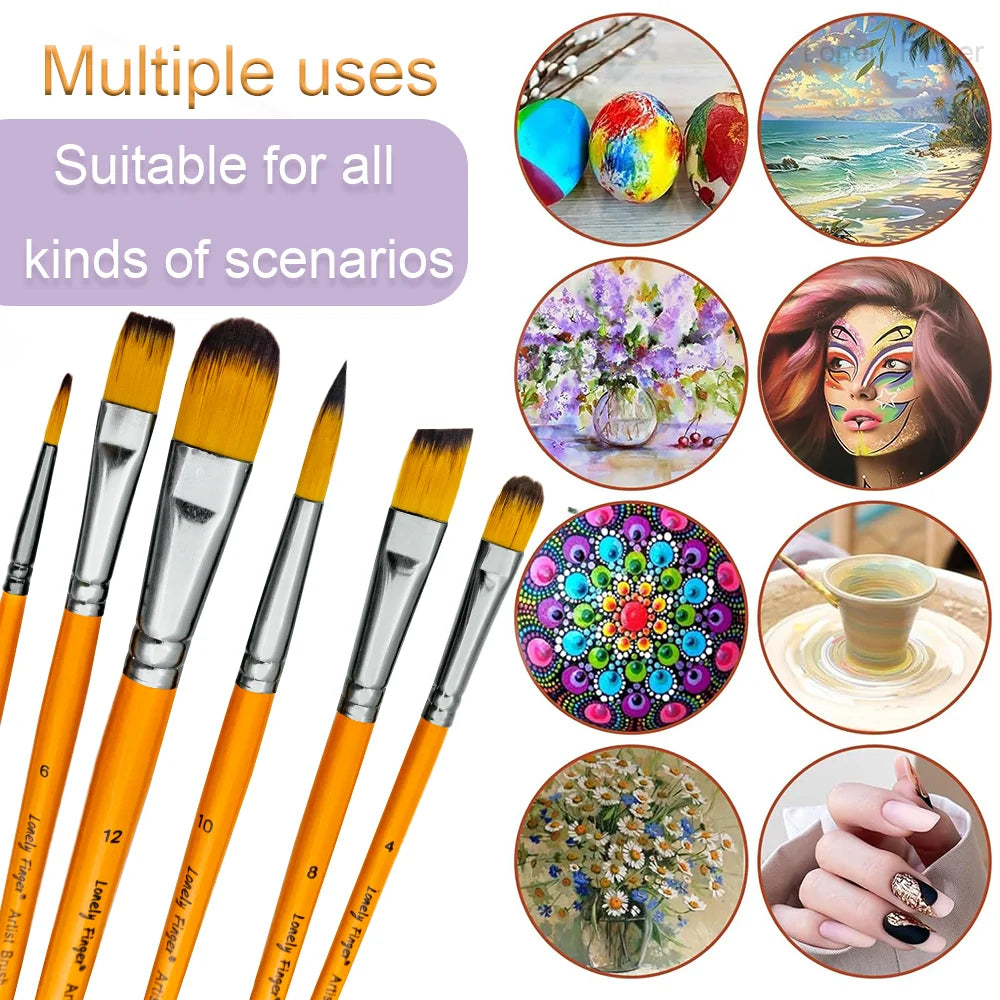 Chromix – 6pcs Orange Nylon Paint Brush Set