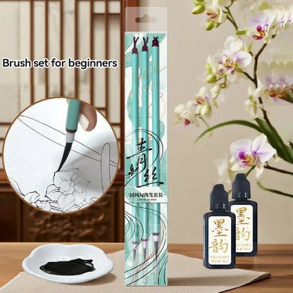 LineHeron – 3-Piece Hook Line Calligraphy & Watercolor Brush Set