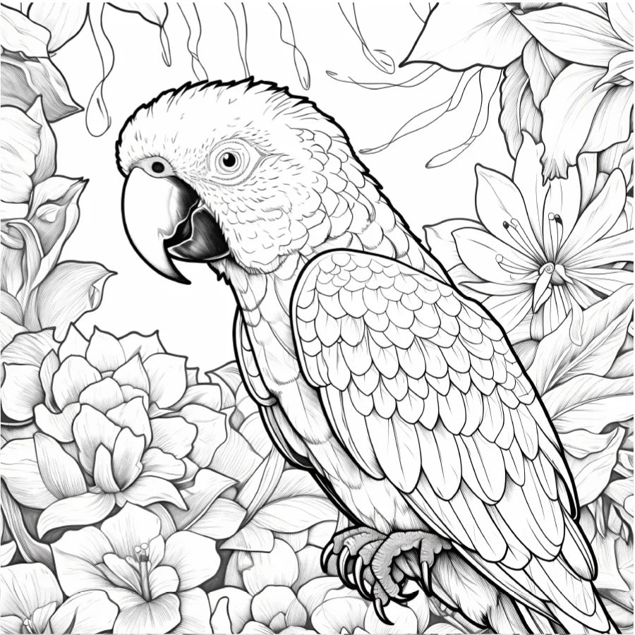 BloomNest – 20-Page Adult Flower & Bird Coloring Book