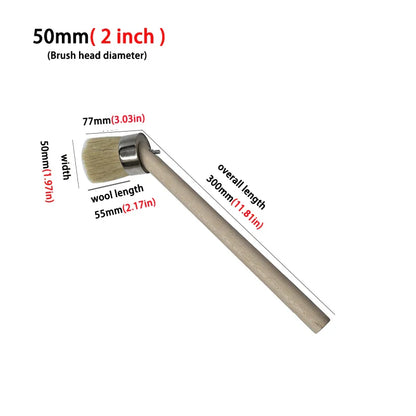 ProBrush – Long Wooden Handle Round Bent White Bristle Brush