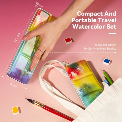 Aquarev – 24-Color Solid Watercolor Travel Set