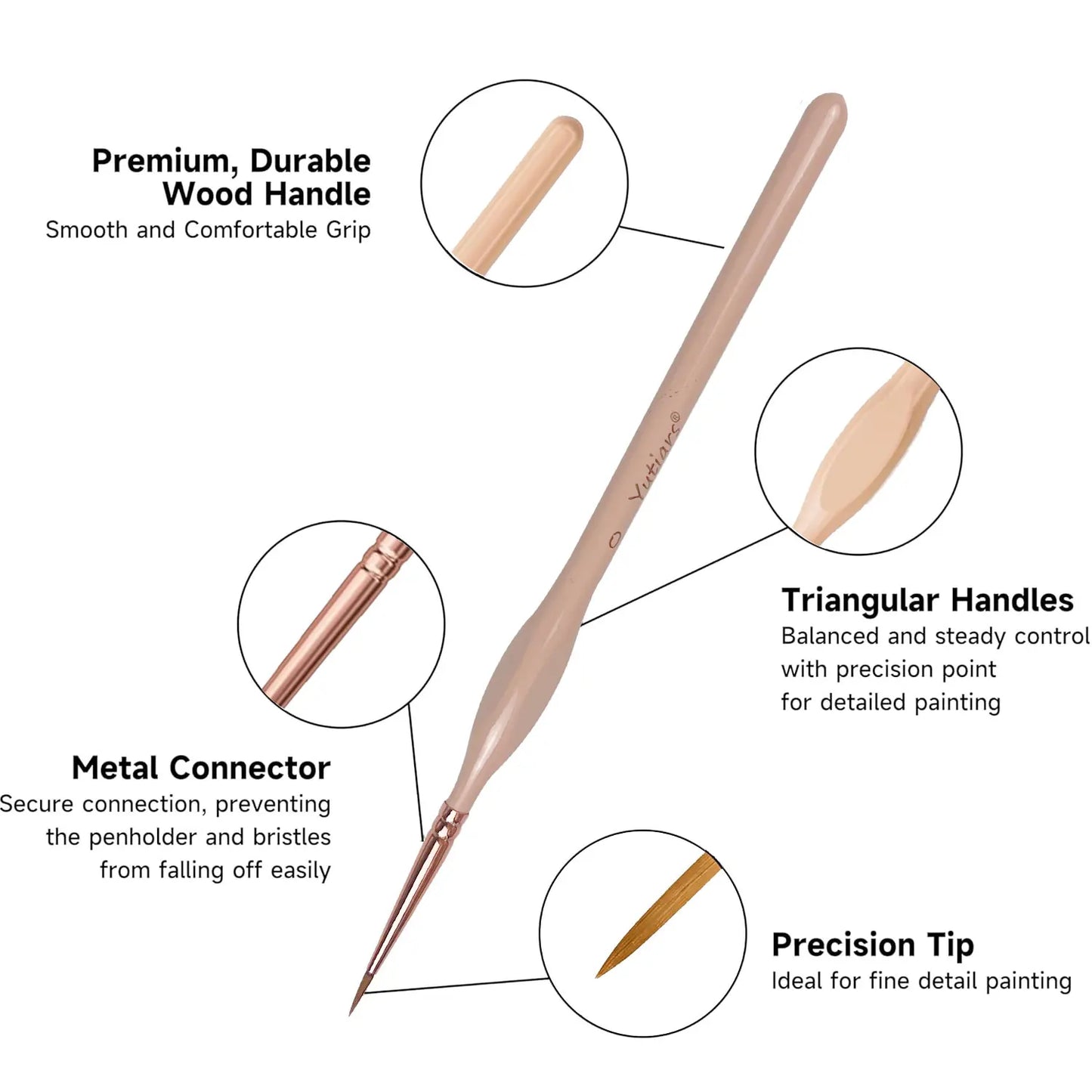 Pastelique – 10 Piece Colorful Fine Detail Paint Brush Set