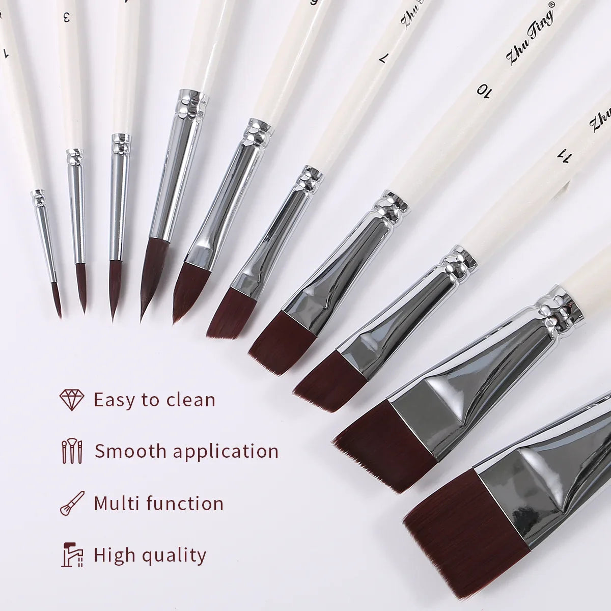 FaceVanta – 10-Piece Professional White Face Paint Brush Set