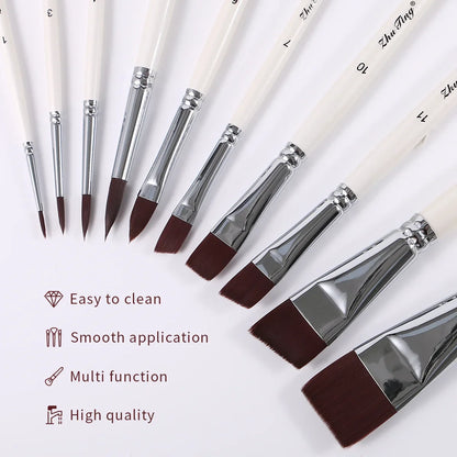 FaceVanta – 10-Piece Professional White Face Paint Brush Set