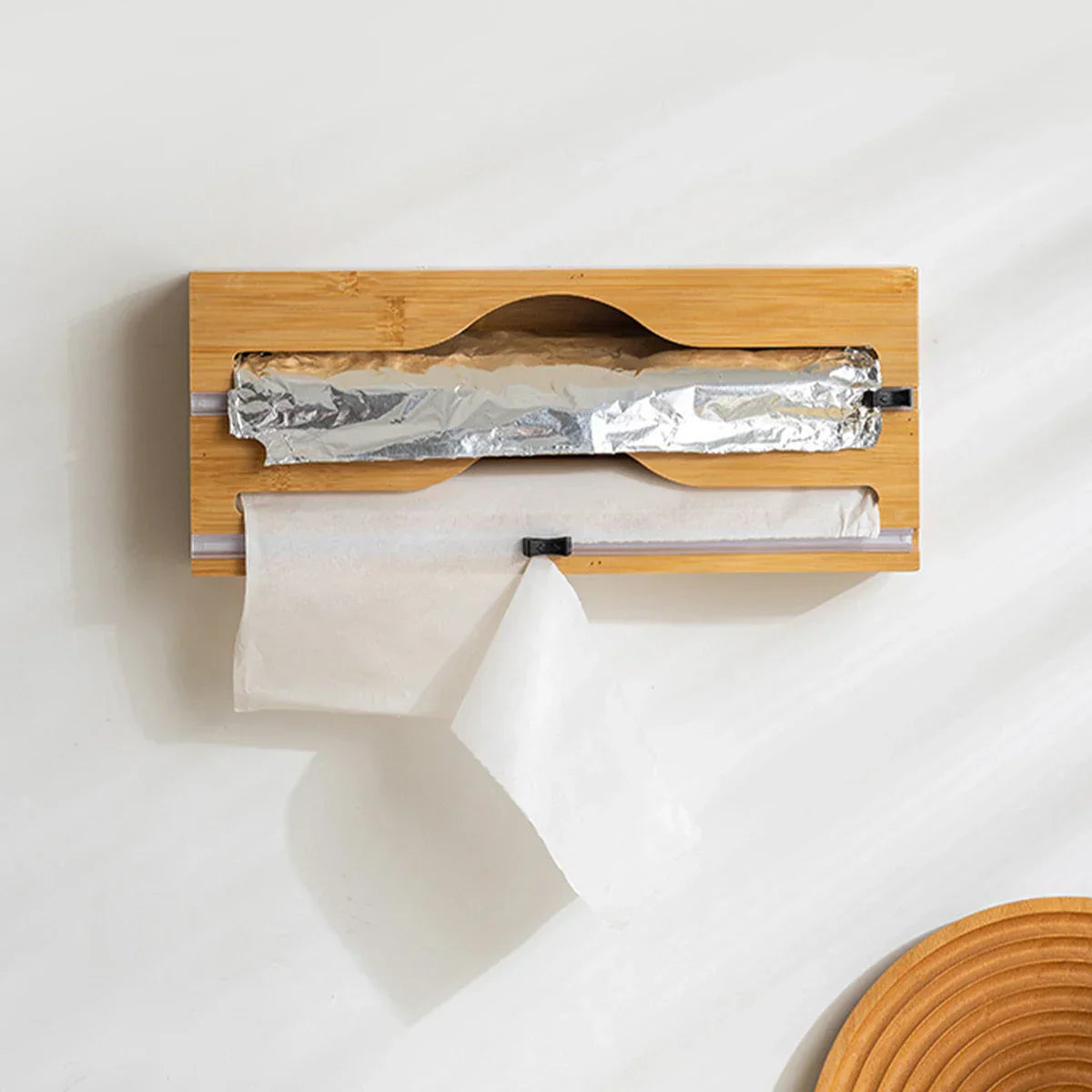 WrapMaster – Bamboo Kitchen Wrap & Cutter Dispenser