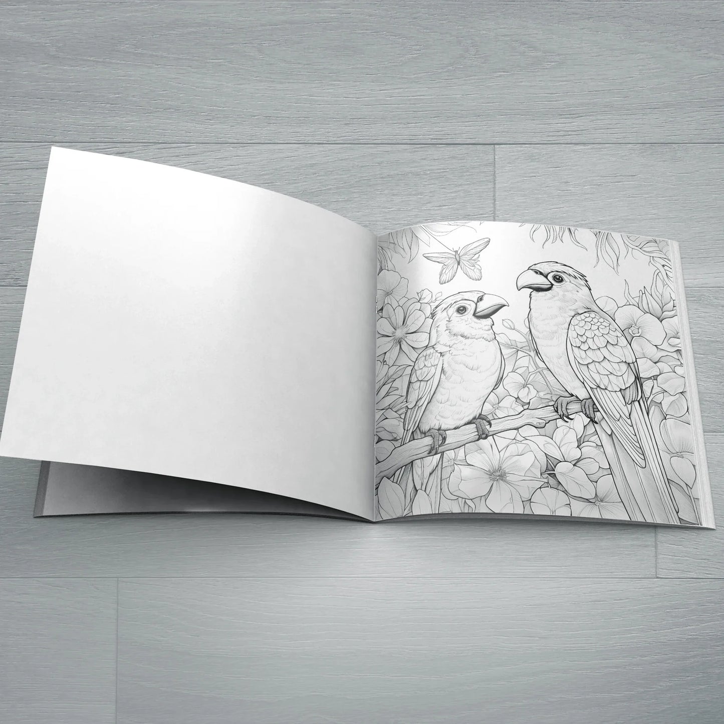 BloomNest – 20-Page Adult Flower & Bird Coloring Book