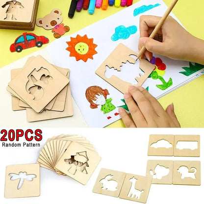 LearnoCraft – 20-Piece Montessori Drawing & Painting Stencil Set