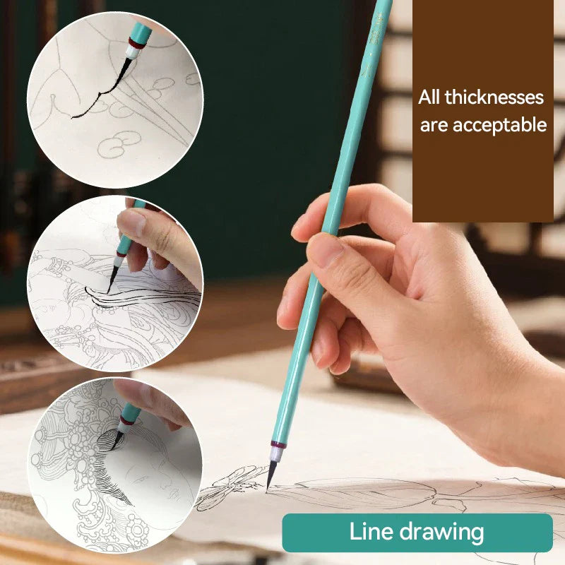 LineHeron – 3-Piece Hook Line Calligraphy & Watercolor Brush Set