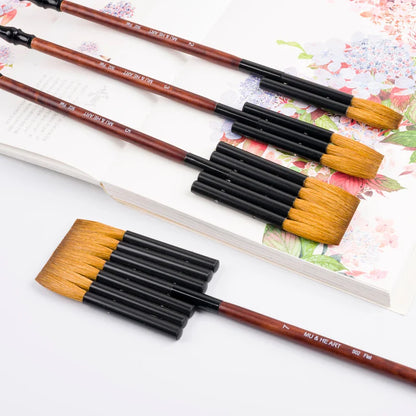 AquaMajestic – Brown Goat Hair Flat Watercolor Brush