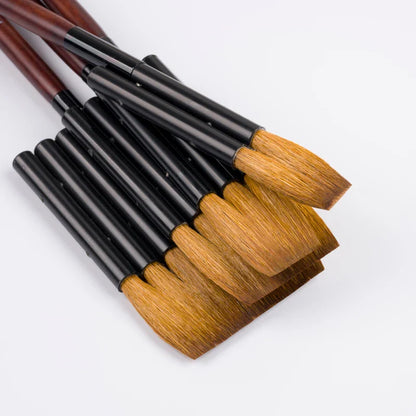 AquaMajestic – Brown Goat Hair Flat Watercolor Brush