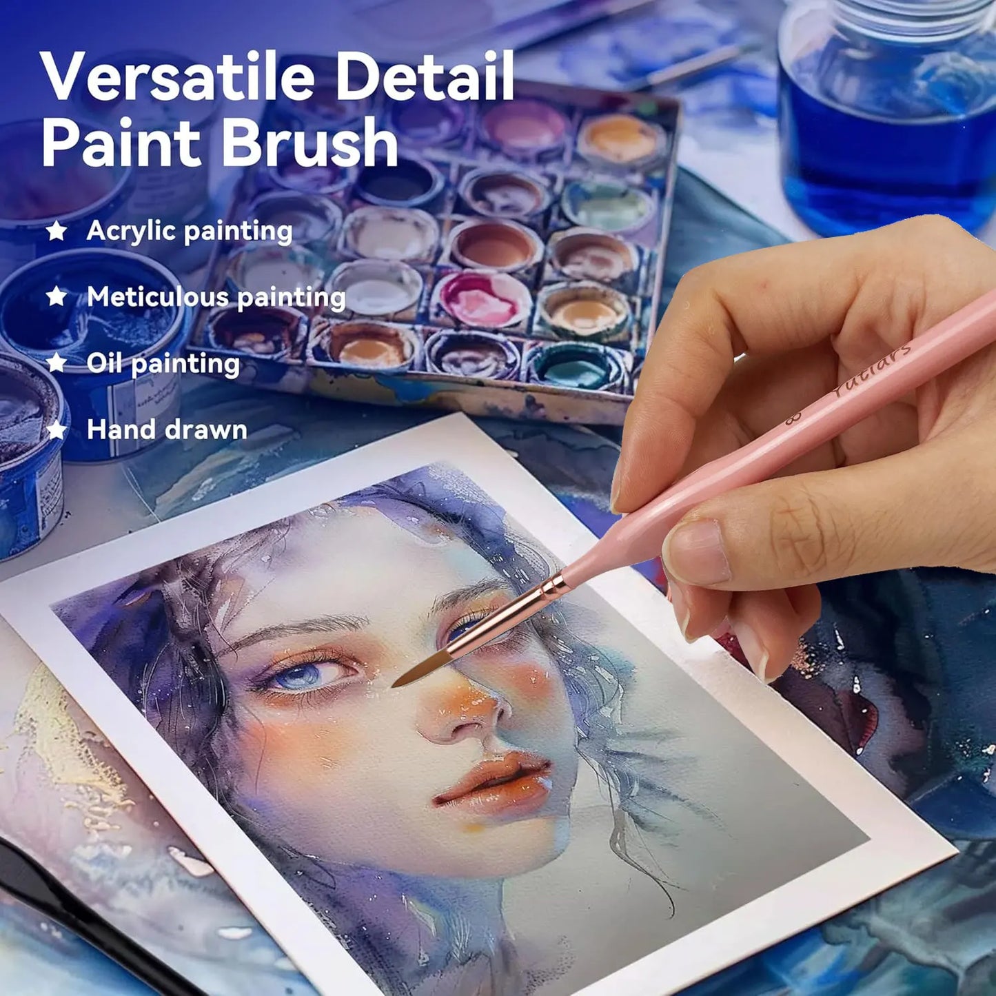 Pastelique – 10 Piece Colorful Fine Detail Paint Brush Set