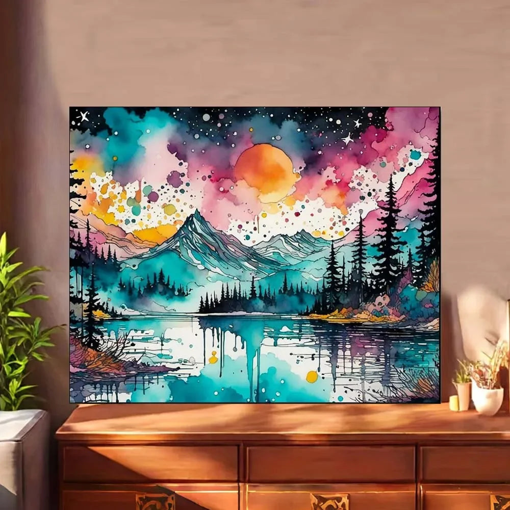 StarryLake – Mountain Reflection Paint by Number Kit