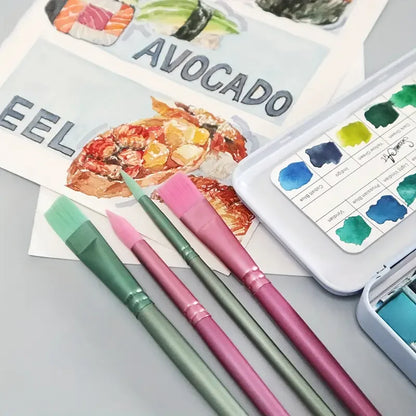 AquaLure – 4 Piece Sharp and Flat Watercolor Brush Set