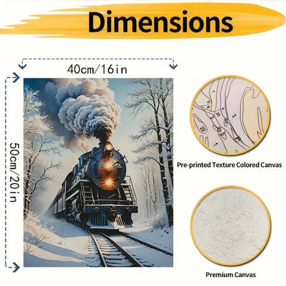 SnowLocomotive – Vintage Steam Train Paint by Number Kit