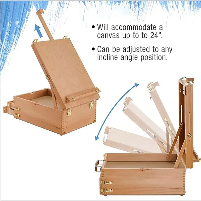 CanvasMaster – Extra Large 2-Drawer Adjustable Wooden Sketchbox Easel