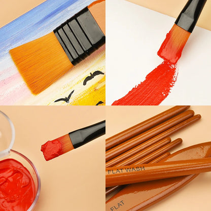 StrokeNest – 10pcs Wooden Handle Paint Brush Set