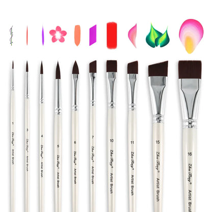 FaceVanta – 10-Piece Professional White Face Paint Brush Set