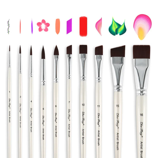 FaceVanta – 10-Piece Professional White Face Paint Brush Set