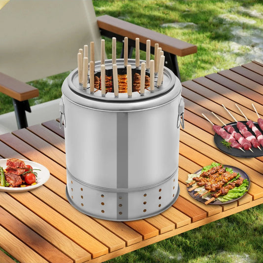 SmokeFree – Barrel Charcoal Grill with Skewers