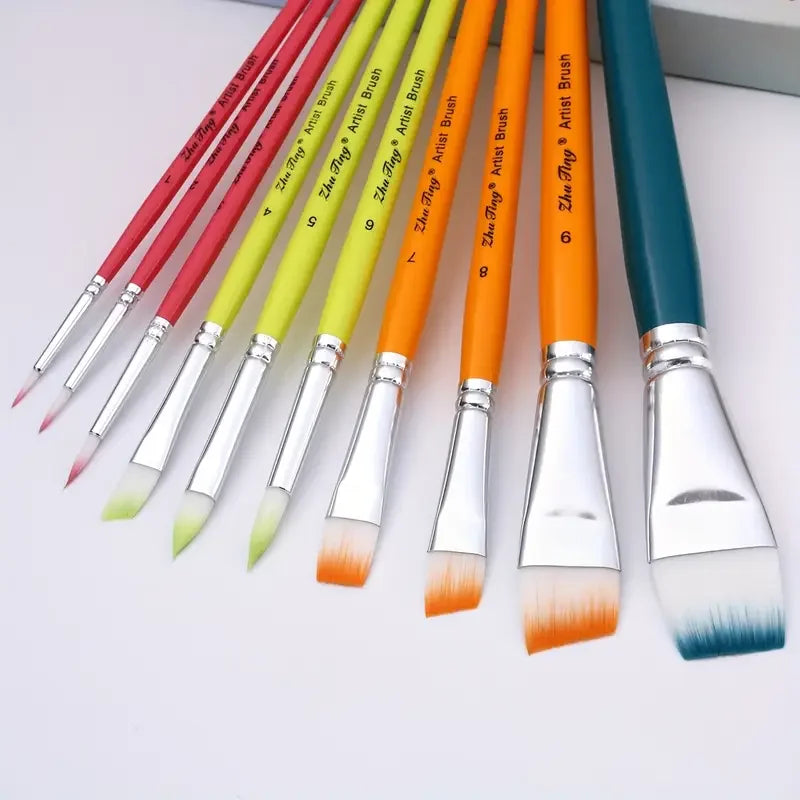 Auralin – 10 Piece Multicolor Watercolor Paint Brush Pen Set