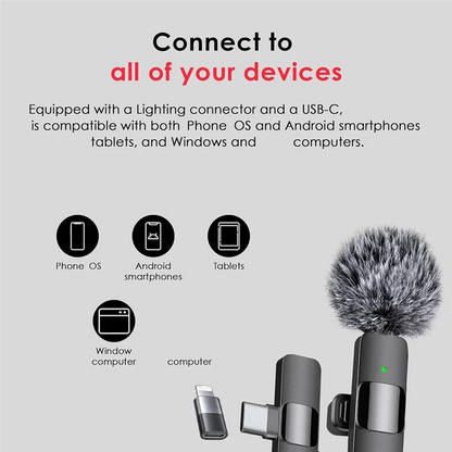 SoundMate – 3-in-1 Wireless Lavalier Microphone with Noise Reduction